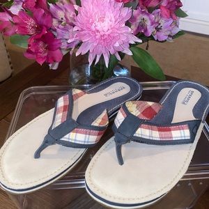 Sperry Plaid Leather Thong Flip Flops - Size 7
